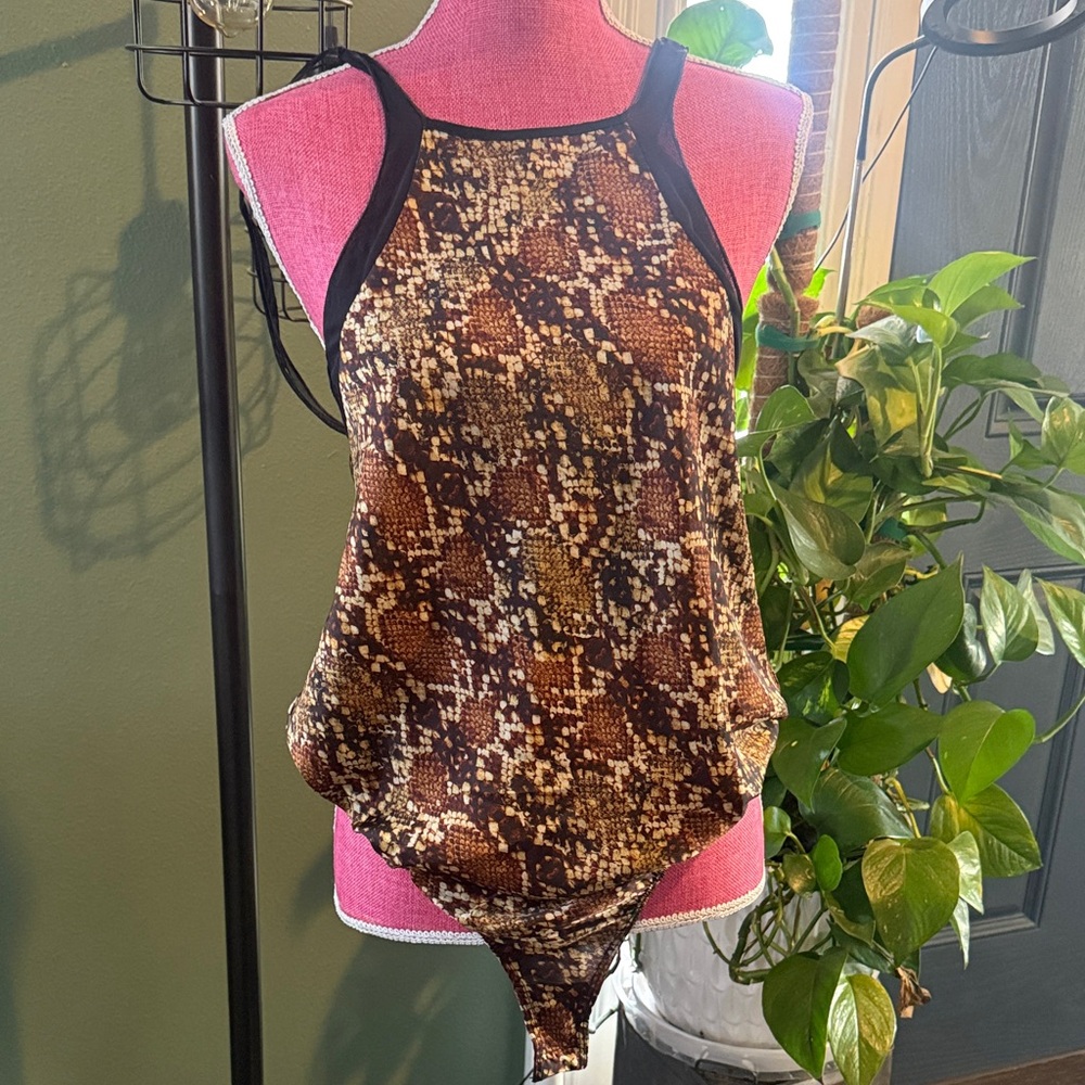 Free People Multicolor Snake Print Bodysuit